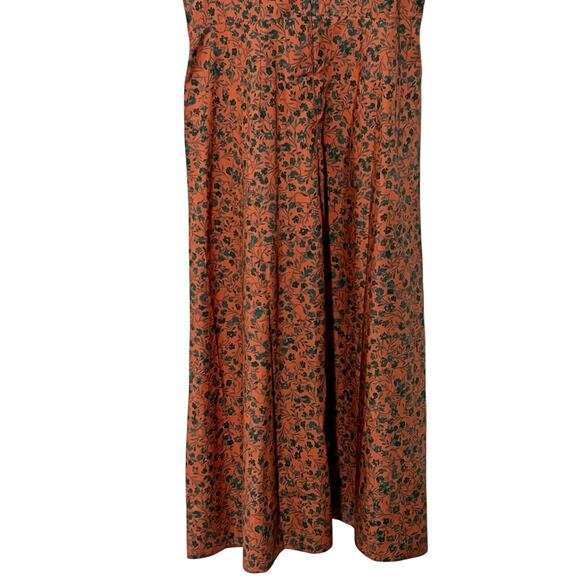 Madewell Womens Size 10 Twist-Front Midi Day Dress Floral Print Orange Green - Picture 8 of 12